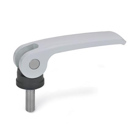 GN-927.4-Clamping-levers-with-eccentrical-cam-with-threaded-stud-lever-zinc-die-casting-Plastic-contact-plate-without-setting-nut-S-Silver-RA
