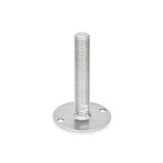 GN-41-Stainless-Steel-Levelling-feet-Material-no.-AISI-304-A2-B0-Without-rubber-pad-with-2-mounting-holes-T-Without-nut-wrench-flat-at-the-bottom