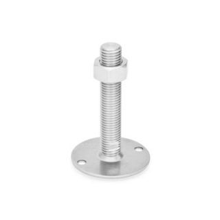 GN-41-Stainless-Steel-Levelling-feet-Material-no.-AISI-304-A2-B0-Without-rubber-pad-with-2-mounting-holes-TK-With-nut-wrench-flat-at-the-bottom