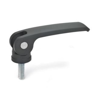 GN-927-Clamping-levers-with-eccentrical-cam-with-threaded-stud-lever-zinc-die-casting-Plastic-contact-plate-without-setting-nut-B-Black-RAL-900