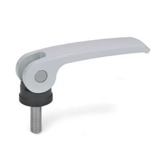 GN-927-Clamping-levers-with-eccentrical-cam-with-threaded-stud-lever-zinc-die-casting-Plastic-contact-plate-without-setting-nut-S-Silver-RAL-90