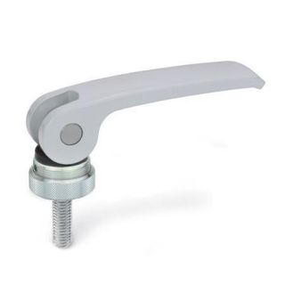 GN-927-Clamping-levers-with-eccentrical-cam-with-threaded-stud-lever-zinc-die-casting-S-Silver-RAL-9006-Plastic-contact-plate-with-setting-nut