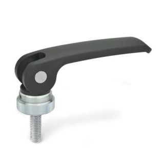 GN-927-Clamping-levers-with-eccentrical-cam-with-threaded-stud-lever-zinc-die-casting-B-Black-RAL-9005-Plastic-contact-plate-with-setting-nut