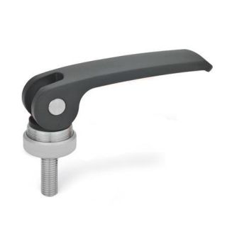 GN-927.4-Clamping-levers-with-eccentrical-cam-with-threaded-stud-lever-zinc-die-casting-B-Black-RAL-9005-Plastic-contact-plate-with-setting-n