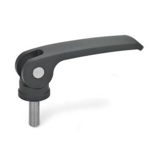 GN-927.4-Clamping-levers-with-eccentrical-cam-with-threaded-stud-lever-zinc-die-casting-Plastic-contact-plate-without-setting-nut-B-Black-RAL