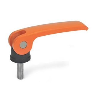 GN-927.4-Clamping-levers-with-eccentrical-cam-with-threaded-stud-lever-zinc-die-casting-Plastic-contact-plate-without-setting-nut-O-Orange-RA