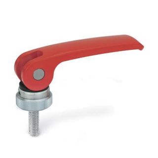 GN-927-Clamping-levers-with-eccentrical-cam-with-threaded-stud-lever-zinc-die-casting-Plastic-contact-plate-with-setting-nut-R-Red-RAL-3000